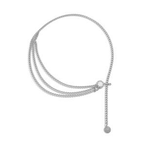 6241 Multi-layered Fashion Chain Belt For Women Silver Waist Belts For Dresses